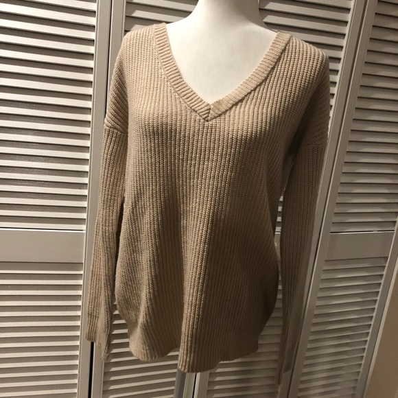 the fashion district Sweaters - Unknown | Knit Sweater Tie Back Cream Taupe Top